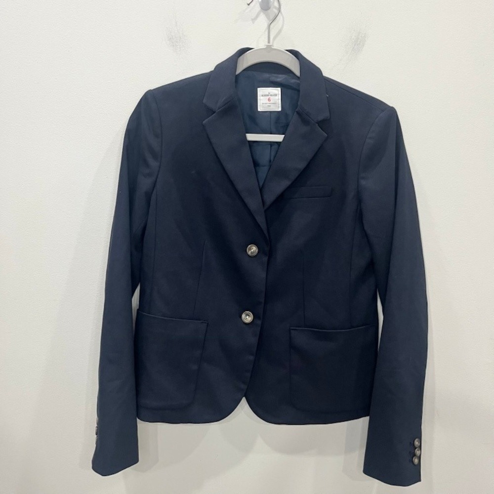 Gap The Academy Blazer Navy Blue Two Button Textured Jacket Womens 6 Preppy